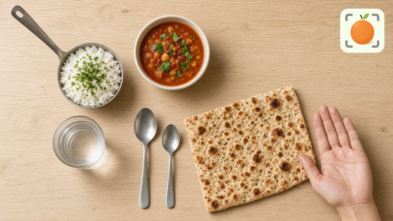 کفگیر برنج، کاسه خورش، قاشق، لیوان و نان به‌عنوان واحدهای خانگی تخمین کالری